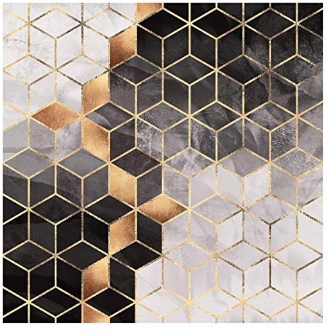 Bilderwelten Fototapete - Schwarz Weiß goldene Geometrie - Vliestapete Quadrat 240 x 240cm