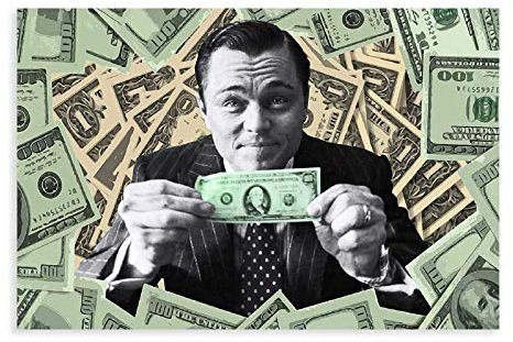 Filmposter The Wolf of Wall Street Leonardo DiCaprio 5, Leinwand-Poster, Wandkunst, Deko, Gemälde für Wohnzimmer, Schlafzimmer, Dekoration, 30 x 45 cm, ohne Rahmen
