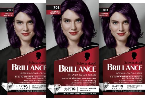 Brillance Intensiv-Color-Creme 703 Dunkler Amethyst (160 ml), dauerhafte Haarfarbe mit Diamant-Glanz und Pflege-Conditioner, für 10 Wochen Farbintensität