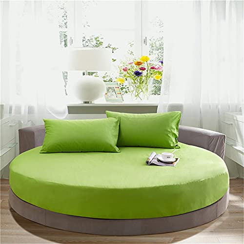 Chickw1 Einfarbig Runde Spannbetttuch 100% Baumwolle, Spannbetttuch Boxspringbett, Weiche Spannbettlaken Matratzenschoner für Bettw Sche, Steghöhe bis 25cm-Ohne Kissenbezug (Grün,200cm)