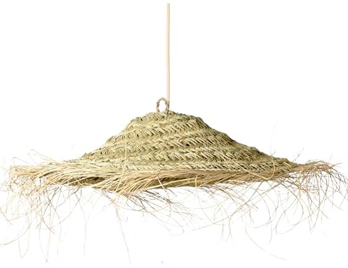Suspension luminaire doum en osier tressé (S : 60x15cm, Parasol)