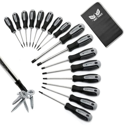 Torx-Schraubendreher-Set, magnetisch, Torx-Bit, Stern-Schraubendreher, präzise, Mini, kleine und große Größen, T3, T4, T5, T6, T7, T8, T9, T10, T15, T20, T25, T27, T30, T35, T40 und T50, 16 Stück