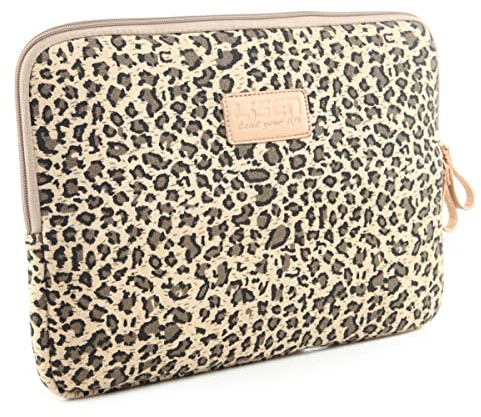 fdsmall Laptoptasche Schutzhülle Wasserdicht Neoprene, Laptop Sleeve Case Laptophülle Notebook Hülle Tasche für Acer/Asus/Dell/Lenovo/Inspiron/Mac (Leopard gelb, 14 Zoll)