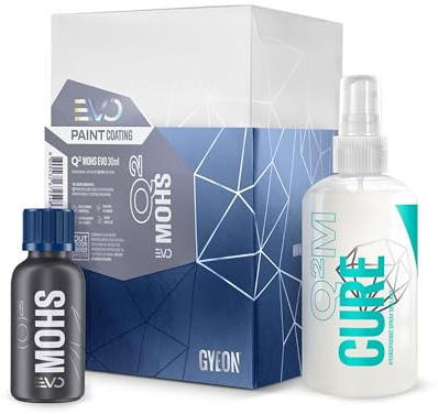 GYEON Q² Mohs EVO + Q²M Cure Detailer - Auto Keramikversiegelung - langanhaltender Tiefenglanz, mit starker hydrophober Beschichtung, bis zu 48 Monate (30 ml + 100 ml)