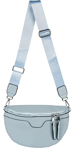 styleBREAKER Damen Umhängetasche in Halbmond Form, abnehmbarer verstellbarer Schultergurt, Einfarbige Handtasche 02012380, Farbe:Hellblau