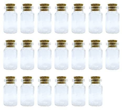 WYAN 20Pcs 7ML mini glass bottle,mini glass bottles with cork,shot bottles wedding favours,for DIY Arts Crafts Decoration