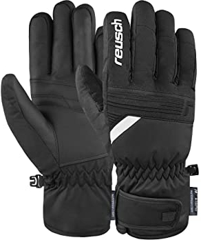 Reusch Baldo R-TEX® XT Winddichte, wasserdichte, atmungsaktive und warme Unisex Winterhandschuhe Fingerhandschuhe Schneehandschuhe Skihandschuhe für Damen und Herren, schwarz-weiß, 7