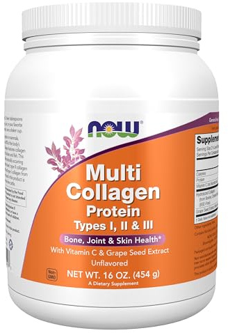 Now Foods Supplements, Multi Collagen Protein Types I, II & III Powder, Bone, Joint, and Skin Health, 16 oz (454 g)