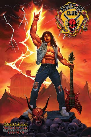empireposter Stranger Things - Hellfire Club Rock God - Poster Plakat Druck - Größe 61x91,5 cm + 1 Korkplatte 61x91,5x1,0 cm - Naturprodukt