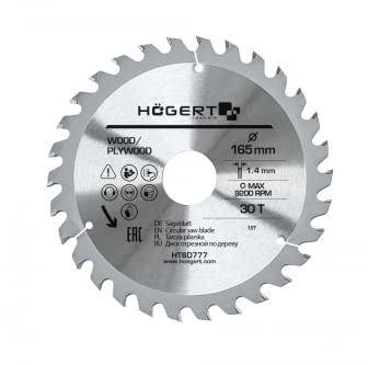 Högert Technik - Carbide Cutting Disc 165 x 30 x 30 cm - Suitable for cutting various materials made of solid wood and wood material