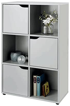 spot on dealz® 6 Cube Storage Unit 3 Doors Book Case Wooden Storage Cabinets Book Shelf Shelves Bookcases and Shelving Units Display Furniture Living Room