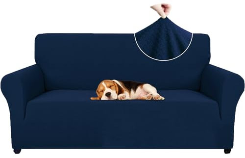 Ystyle Sofa überzug 2 Sitzer Mit Armlehne, Stretch Sofabezug rutschfest, Modern Sofa Cover Für Hunde Haustiere, Atmungsaktiv Couch überzug Mit Elastic Bottom, Blau