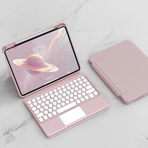 QYiiD Tastatur Hülle für iPad Mini 6 2021 (8.3 Zoll), Abnehmbare Magnetische Abdeckung Hülle mit Stifthalter, Kabellose QWERTZ-Touchpad Tastatur für iPad Mini 6th Generation 8.3 Zoll, Rosa