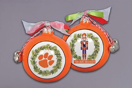 Magnolia Lane Clemson Nutcracker Ornament with Ribbon, 3.5-inch Diameter, Bells and Gift Box, Home, Home Décor