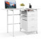 GIANTEX Bureau Pliable 3 Tiroirs de Rangement & Roues Verrouillables, Table Roulante Compacte Cadre Métal, comme Table d’Appoint Bureau Informatique Bureau d’Ordinateur, pour Salon, Chambre (Blanc)