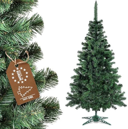 KADAX Künstlicher Weihnachtsbaum, Tannenbaum aus PVC-Folie, Naturgetreuer Christbaum 155-220cm, Kunsttanne mit stabilem Plastikständer, langlebige Kunsttannenbäume (Weihnachtself 180cm v2)