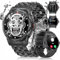 ESFOE Smart Watch Herren 1,43 Zoll AMOLED Display 360mAh Batterie, Smartwatch Herren Anrufe und 129+ Modi Sport IP68 wasserdicht, 24H Schlafmonitor, Militär Smartwatch für Android iPhone (Schwarz)