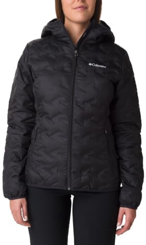 Columbia Delta Ridge Down Hooded Jacket, Chaqueta De Plumas Acolchada Con Capucha Mujer, Black, XS