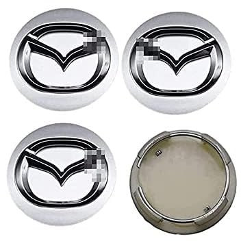 4 Stück Auto Nabendeckel Radmittenkappen für Mazda 2 3 5 6 MX5 MX30 CX3 CX30 CX5,60mm, Nabenkappen Radnabenkappen Staubschutzabdeckung Radnabenabdeckung Wasserdicht Zubehör,Silver
