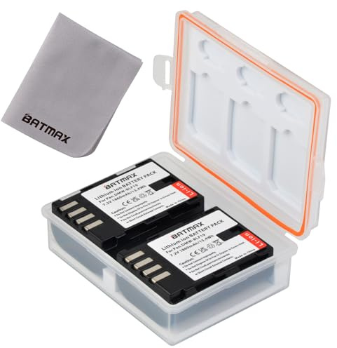 Batmax Lot de 2 batteries DMW-BLF19 DMW-BLF19E avec étui de rangement pour batterie et étui pour carte mémoire compatibles avec Panasonic Lumix DC-G9 GH5 GH5S, DMC-GH3 GH3A GH3H GH3AGK GH3GK GH4 GH4H