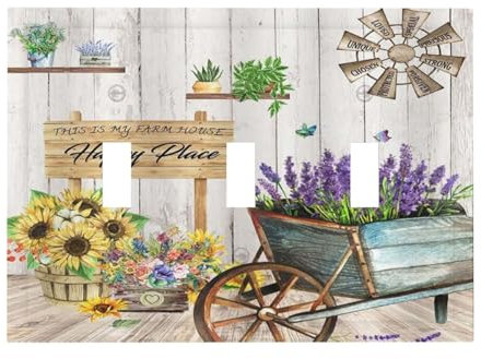 Wpshijia Lilac Lavender Sunflower 3 Gang Light Switch Covers Triple Toggle Wall Plate Decorative Switchplate Electrical Faceplate for Farmhouse Bathroom Bedroom Decor