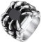 Bestyle Edelstahl Herren Ring mit Stein Schwarz Gothic Biker Bandring Dragon Claw Retro Ring Synthetischer Achat Männlicher Ring Schmuck Siegelring, Silber, Ringgröße 62
