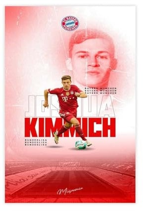 yiili Joshua Kimmich Poster, Fußballspieler-Poster (5), Leinwand-Poster, Schlafzimmer-Dekor, Sportlandschaft, Büro, Raumdekoration, Geschenk, ungerahmt, 50 x 75 cm
