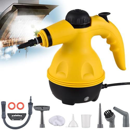Handheld Steam Cleaner, 1200W Portable High Temperature Pressurized Steam Cleaner, Multi-Purpose Kitchen Steamer with 10 Pieces Accessories for Tiles, Sink, Countertops, Car Seats, Floors, Windows