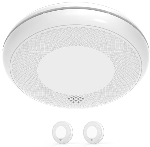 RUNIDUR Smoke and CO Detector, Combination Smoke Detector and Carbon Monoxide Detector Standalone, Accurate Sensor with 10 Year Battery, Test Button and Loud 85 dB Alarm, Easy Installation, Pack of 2
