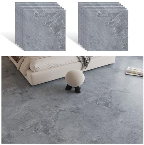 VEELIKE Suelo Vinilo Autoadhesivo Cemento Gris Vintage Vinilo Suelo Hormigon Industrial Vinilos Cocina Azulejos Impermeable Suelo Vinilo Autoadhesivo Baño Habitación Garaje 30cm×30cm 12 Piezas