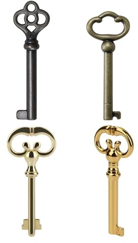 Generic Hohlfass-Vintage-Schlüssel, universelles Skelettschlüssel-Set für antike Möbel, Schranktüren, Großvateruhren, Kommoden, Schubladen, alte Möbel (Set mit 4 Schlüsseln)