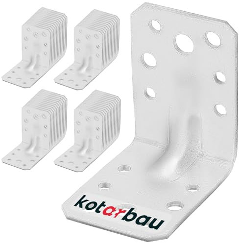 KOTARBAU® 50er Set Winkel Winkelverbinder 60x60x45 mm Schwerlastwinkel aus feuerverzinkter Stahl Eckwinkel mit Sicke Blechwinkel Metallwinkel 90 Grad Stahlwinkel Winkelprofil Bauwinkel Stuhlwinkel