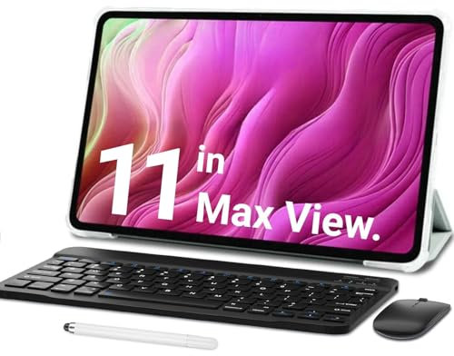 11 Inch Tablet Android 14 Tablets, 2024 New GMS Certified, Octa Core Tablet PC with Keyboard/Mouse/Case12GB RAM 128GB ROM 1TB Expand, 8000mAh, Fast Charging, 5GWiFi, BT5.0, FM, GPS (Black)