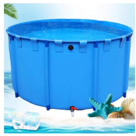 Round Canvas Fish Pond Pool, Above Ground Pool, With Frame/Easy To Install For Breeding Koi GardenLrrigation,Water Storage (Color : Blue, Size : 150x60cm)