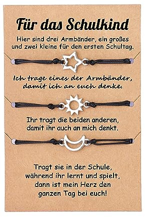 kaululu Mutter Tochter Armband Schulkind Armband Mädchen Freundschaftsarmband für 2 Mama Tochter Partnerlook Schulkind Geschenke für Tochter Mädchen Sohn Kinder Mama Freundschaft (Sterne und Mond)