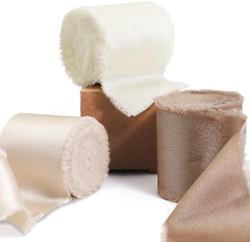 Ligtmor Geschenkband silk ribbon Satinband 3,8cm x 13,5m chiffonband Schleifenband Stoffband Hochzeit Seidenband - Champagner & Nude