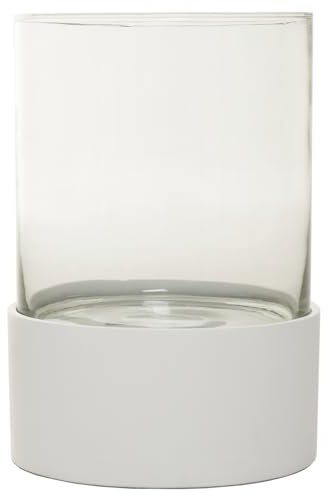 VIVANNO CANDIRA Windlicht Kerzenhalter Tischdeko Rund Weiß Matt 31x21 cm Kerzenständer