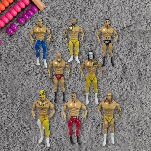 PNJB Action Figures Wrestling, Collectible Figures, Action Figures, Wrestling Wrestler Toys For Kids, Ideal For Birthday Gift, Safe And Durable, Imaginative Pretended Play, Random Figures, (4 PCS)