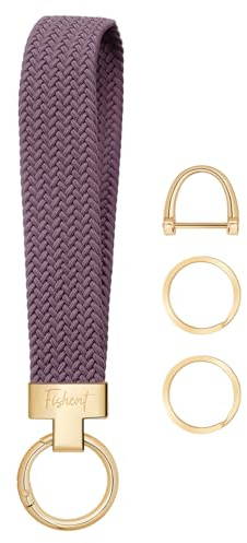 Fishent Stretchy Wristlet Keychain, Cute Key Chain, Woven Wrist Lanyard for Car Keys with 3 Keyrings and D-ring for Women Men