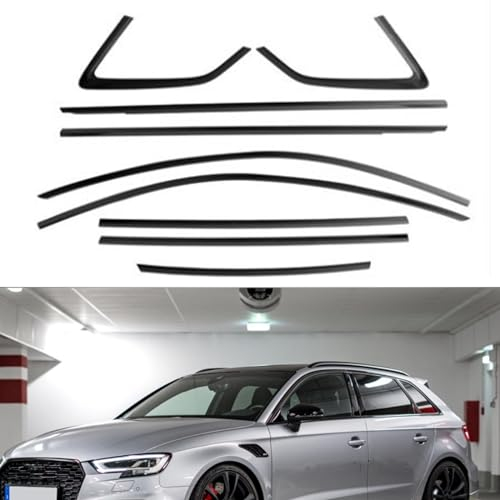 1 Satz Fensterleiste Zierleiste Aufkleber für Audi A3 2013-2020 Schrägheck Titan Schwarz