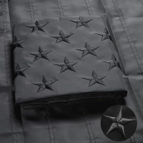 Schwarze amerikanische Flagge, 60 x 91 cm, für den Außenbereich, strapazierfähig, bestickte Sterne, komplett schwarze amerikanische Flaggen, hergestellt in den USA, schwarze USA-Flagge mit 2