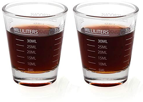 BCnmviku 30ml Shotgläser,Messbecher Klein mit Skala(oz,tsp,tbs,ml),Cl Messbecher füR Cocktail,Tequila,Wodka,Kaffee,Milch (Weiß)