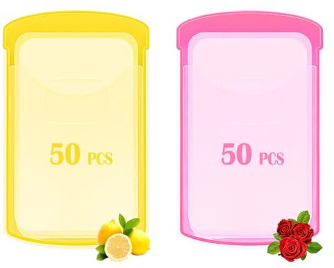 2 Boxs (100 Sheets) Hand Washing Soap Sheets for Outdoor Travel,Portable Camping Hand Soap,Hiking Washing Hand Bath Paper Soap for Travel,BBQ,Party,School,Girls(Yellow&Pink)