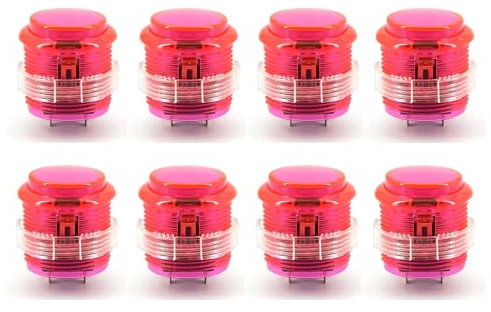 8 piezas originales de corona coreana de 30 mm, silencioso, 203C-S, interruptor de cereza, palanca de mando para PC, PS3, HITBOX, juego de lucha (rosa)