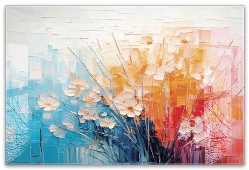 Küchenbild aus Acrylglas modernes Wandbild Glasbild Deko Küche XXL Bild wie Glas | 60x40cm Moderne Blumenmalerei – Abstrakte Kunst, Blüten, Bunte Farben