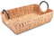 Decorasian Serviertablett geflochten aus Wasserhyazinthe – Deko Tablett rechteckig mit Griffen - Natur Holztablett als Frühstückstablett oder Hockertablett - 45 x 25 x 11cm
