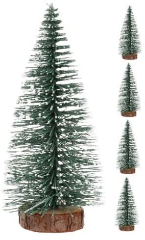 Angoily 5pcs Miniature Christmas Tree Flocked Bottle Brush Trees with Snow for Tabletop Decoration Cute Pine Material Christmas Ornaments for Spaces for Holiday Home Decor