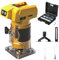 Cordless Router Compatible with Dewalt 20V Battery (No Battery), 800W Brushless Wood Trimmer with 10000-30000rpm 5 Speed, Straight Guide and 15 Milling Bits, Palm Router for Woodworking