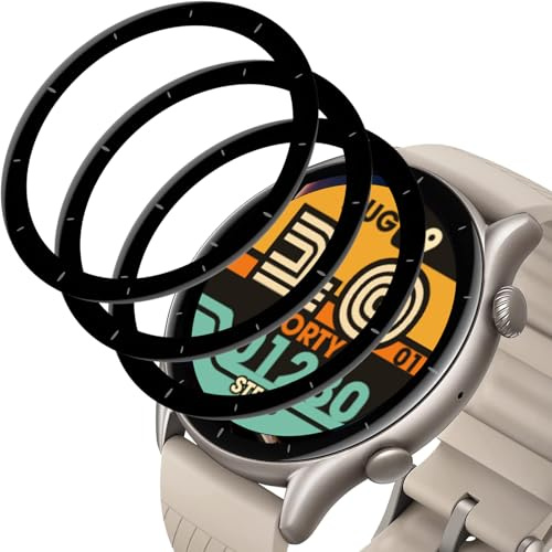 Elecshion Protection D'écran pour Amazfit GTR 3, 3 Pièces Ecran de Protection, Dureté 9, Transparent HD, Sans Bulless,Force Glass Film