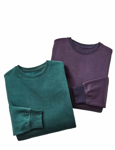 Pegasus Men's Crew Neck Sweatshirts (Pack of 2) Brushed Fleece Pullover Jumper with Long Sleeves